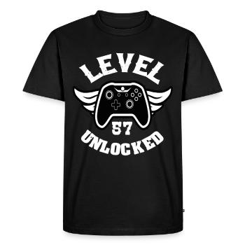 Niveau 57 Débloqué 57 Anniversaire - T-shirt Premium bio Homme - noir - Devant - Nico (187cm)