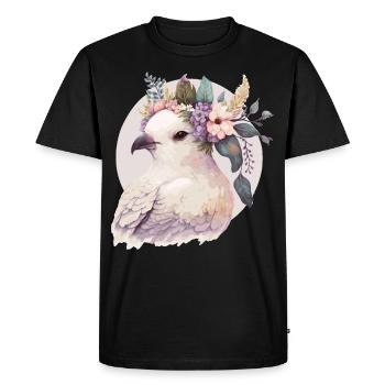 Mignon pigeon blanc pigeon oiseau couronne couronne oiseaux de compagnie - T-shirt Premium bio Homme - noir - Devant - Nico (187cm)