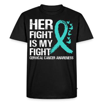 Votre combat est contre le cancer du col de l’utérus - T-shirt Premium bio Homme - noir - Devant - Nico (187cm)