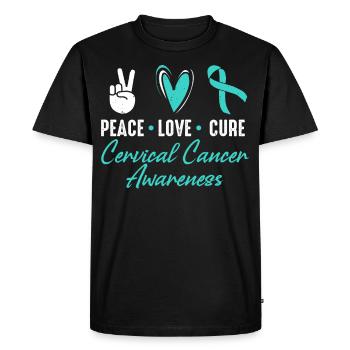 Mois de sensibilisation à Peace Love Cure pour - T-shirt Premium bio Homme - noir - Devant - Nico (187cm)