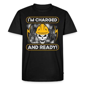 Electrician I'm Charged And Ready Electrical Engineer - Men's Premium Organic T-Shirt - black - Front - Nico (187cm)