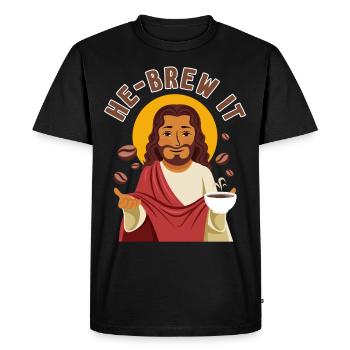Café israélite juif hébreu - T-shirt Premium bio Homme - noir - Devant - Nico (187cm)