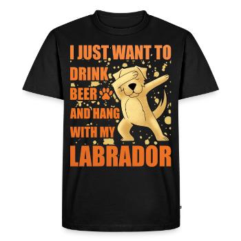 Je veux juste boire de la bière avec mon Labrador - T-shirt Premium bio Homme - noir - Devant - Nico (187cm)