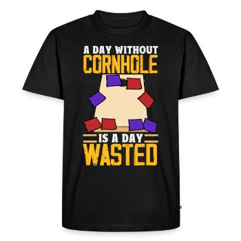Funny Corn Hole - Men's Premium Organic T-Shirt - black - Front - Nico (187cm)