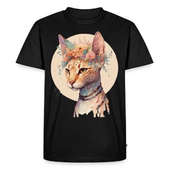 Cute Ocicat Cat Flower Crown Cats Pet Kitten - Men's Premium Organic T-Shirt - black - Front - Nico (187cm)