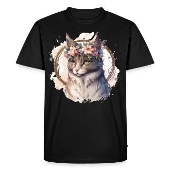 Mignon Manx Cat Fleur Crown Cats Chaton de compagnie - T-shirt Premium bio Homme - noir - Devant - Nico (187cm)