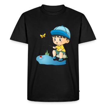 Mignon Pêcheur Jeune pêcheur Pêcheur Enfants - T-shirt Premium bio Homme - noir - Devant - Nico (187cm)