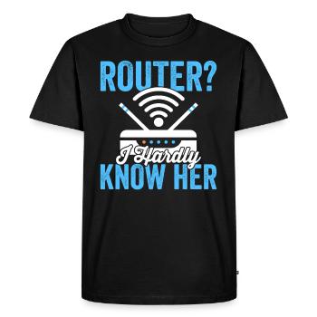 Network Technician Router Administrator Engineering - Men's Premium Organic T-Shirt - black - Front - Nico (187cm)