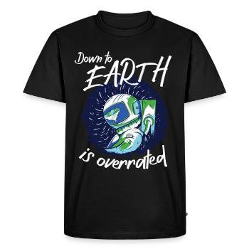 Astronaut Down To Earth Is Overrated Spaceman - Men's Premium Organic T-Shirt - black - Front - Nico (187cm)
