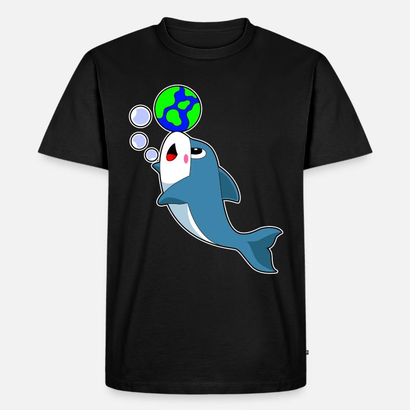 Delfin Erde - Männer Premium Bio T-Shirt - Schwarz