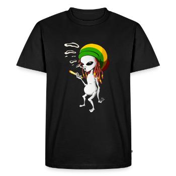 Rastafarian Alien Funny Grass UFO Gris Jamaïcain - T-shirt Premium bio Homme - noir - Devant - Nico (187cm)