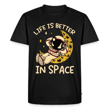 Astronaut Life Better In Space Spaceman Space - Men's Premium Organic T-Shirt - black - Front - Nico (187cm)
