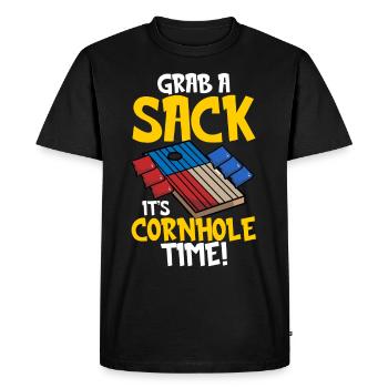 Funny Corn Hole - Men's Premium Organic T-Shirt - black - Front - Nico (187cm)