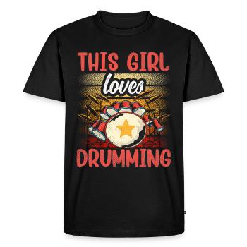 Cette fille adore jouer du tambour - T-shirt Premium bio Homme - noir - Devant - Nico (187cm)