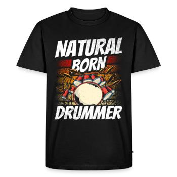 Un batteur né, batteur, batteur, kit de batterie - T-shirt Premium bio Homme - noir - Devant - Nico (187cm)