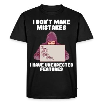 Je ne fais pas d’erreurs J’ai des fonctionnalités inattendues - T-shirt Premium bio Homme - noir - Devant - Nico (187cm)