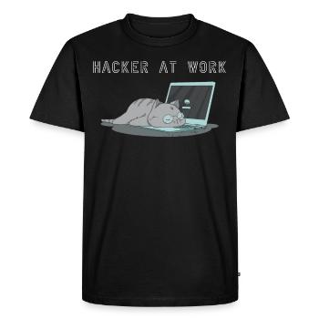 Hacker au travail - T-shirt Premium bio Homme - noir - Devant - Nico (187cm)