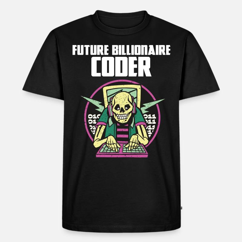 Future billionaire coder - Männer Premium Bio T-Shirt - Schwarz