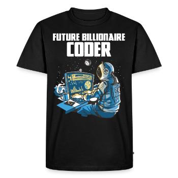 Future billionaire coder - Men's Premium Organic T-Shirt - black - Front - Nico (187cm)