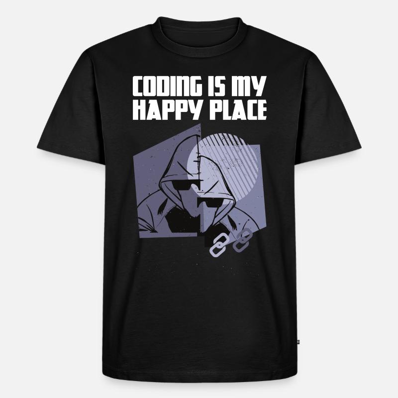 Coding is my happy place - Männer Premium Bio T-Shirt - Schwarz
