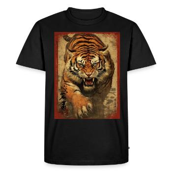 Tigre japonais art samouraï karaté guerrier - T-shirt Premium bio Homme - noir - Devant - Nico (187cm)