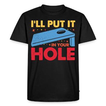 Funny Cornhole Corn Hole - Men's Premium Organic T-Shirt - black - Front - Nico (187cm)