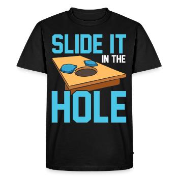 Funny Cornhole Corn Hole - Men's Premium Organic T-Shirt - black - Front - Nico (187cm)