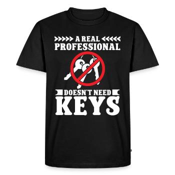 Schlosser Real Professional n’a pas besoin de clés - T-shirt Premium bio Homme - noir - Devant - Nico (187cm)