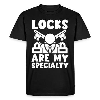 Locker Locks Are My Specialty Locksmith - Men's Premium Organic T-Shirt - black - Front - Nico (187cm)