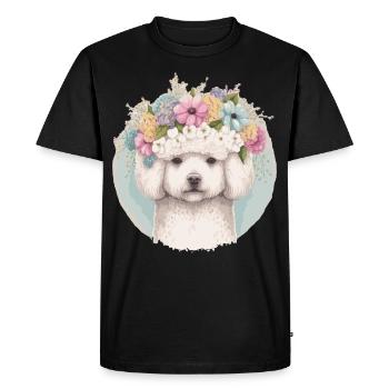 Cute Bichon Frise Flower Crown Pet Dog Floral Pupp - Men's Premium Organic T-Shirt - black - Front - Nico (187cm)