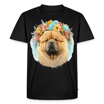 Cute Chow Chow Flower Crown Pet Dog Breed Floral P - Men's Premium Organic T-Shirt - black - Front - Nico (187cm)