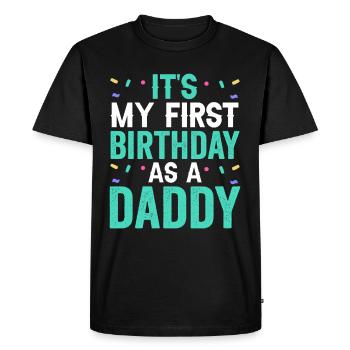 Mon premier anniversaire en tant que papa fête papa papa papa papa - T-shirt Premium bio Homme - noir - Devant - Nico (187cm)