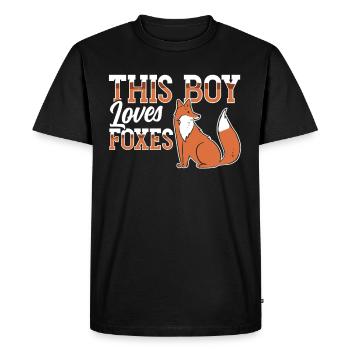 This boy loves foxes fox animal lover - Men's Premium Organic T-Shirt - black - Front - Nico (187cm)