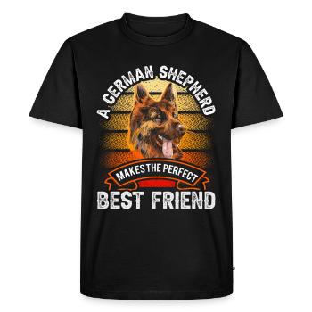 German Shepherd is perfect best friend - Men's Premium Organic T-Shirt - black - Front - Nico (187cm)