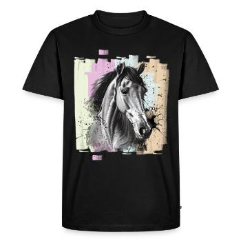 Cheval - T-shirt Premium bio Homme - noir - Devant - Nico (187cm)