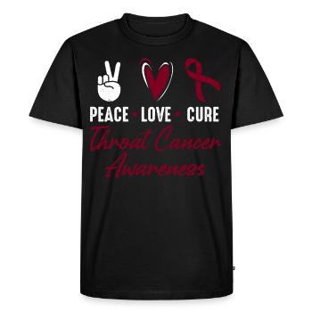 Peace, love, healing, throat cancer, - Men's Premium Organic T-Shirt - black - Front - Nico (187cm)
