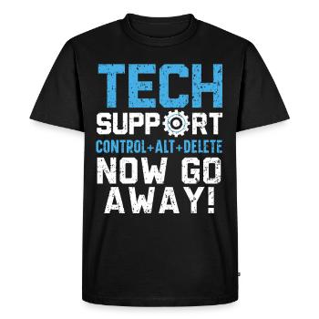 Support technique Qu’avez-vous cassé maintenant? - T-shirt Premium bio Homme - noir - Devant - Nico (187cm)