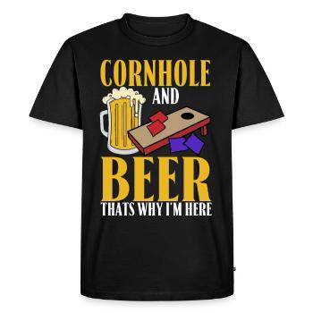 Funny Corn Hole - Men's Premium Organic T-Shirt - black - Front - Nico (187cm)