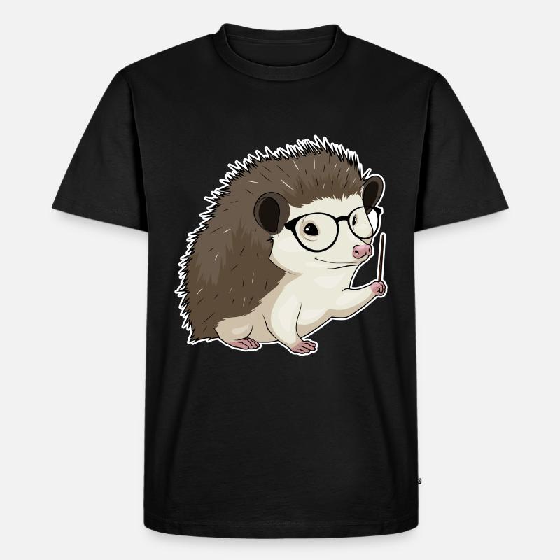 Igel Lehrer Pointer - Männer Premium Bio T-Shirt - Schwarz