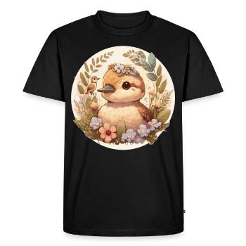 Cottagecore Cute Baby Duck Kawaii Duckling Floral - Men's Premium Organic T-Shirt - black - Front - Nico (187cm)