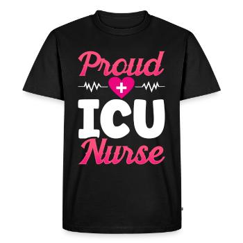 Fière infirmière en soins intensifs - T-shirt Premium bio Homme - noir - Devant - Nico (187cm)