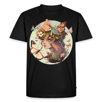 Cottagecore Butterfly Girl Cute Goblincore Fantasy - T-shirt Premium bio Homme - noir - Devant - Nico (187cm)