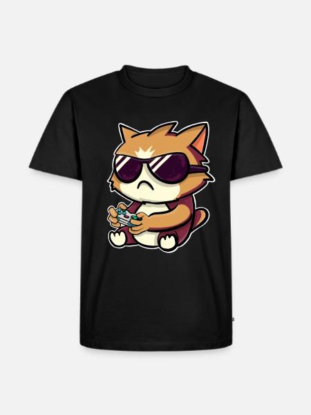 Gaming Gamer Cat - Men's Premium Organic T-Shirt - black