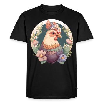 Cottagecore Cute Pet Chicken Farm Animal - Men's Premium Organic T-Shirt - black - Front - Nico (187cm)
