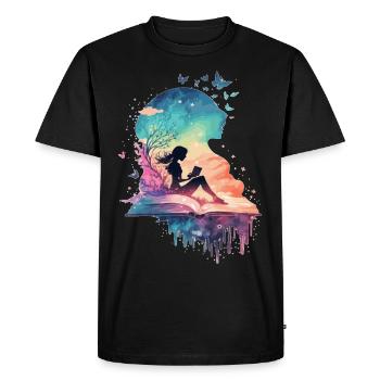 Fée céleste Lecture Livre Roman fantastique Livre Lo - T-shirt Premium bio Homme - noir - Devant - Nico (187cm)