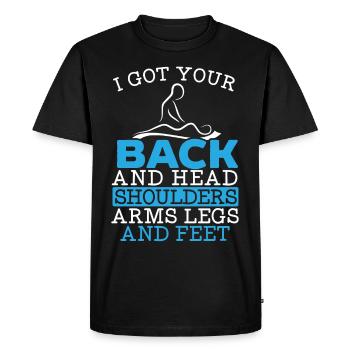 J’ai ton dos et ta tête, tes épaules, tes bras, ta jambe - T-shirt Premium bio Homme - noir - Devant - Nico (187cm)
