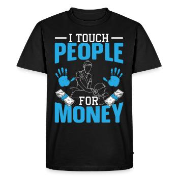 Je touche les gens pour de l’argent Massothérapeute - T-shirt Premium bio Homme - noir - Devant - Nico (187cm)