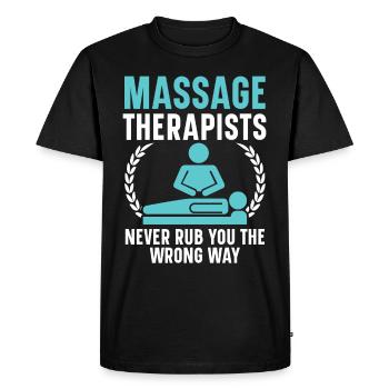 Les massothérapeutes ne vous frottent jamais sur le mauvais - T-shirt Premium bio Homme - noir - Devant - Nico (187cm)