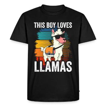 Ce garçon aime les dictons du lama llama animal - T-shirt Premium bio Homme - noir - Devant - Nico (187cm)