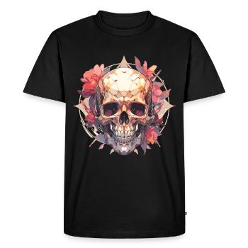 Crânes Crâne Crâne Crâne Fleurs - T-shirt Premium bio Homme - noir - Devant - Nico (187cm)